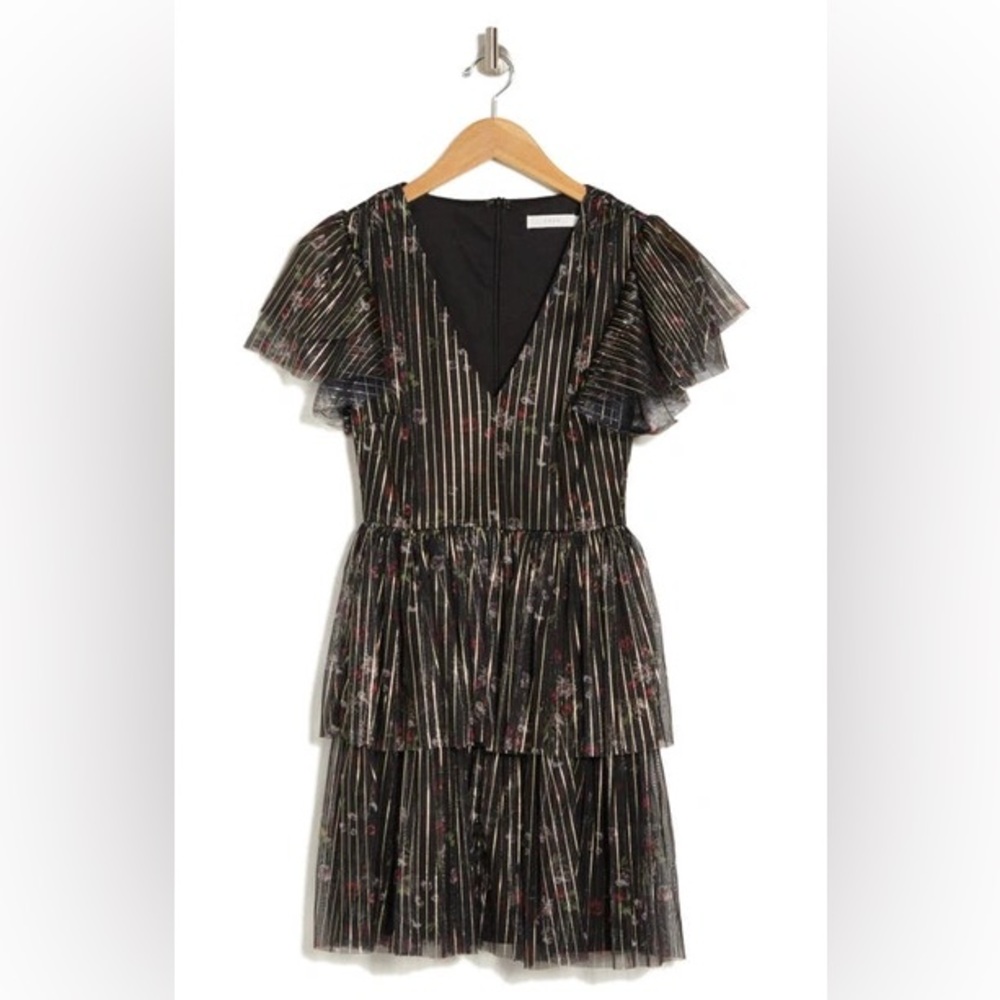 Lush Black Dress with Vibrant Floral Accents